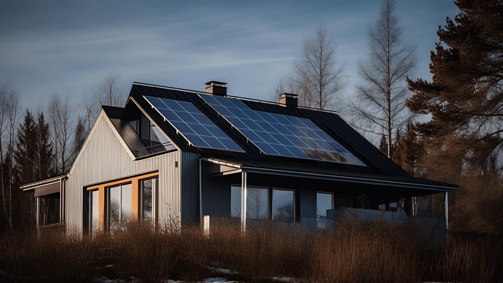 Hus med solceller 